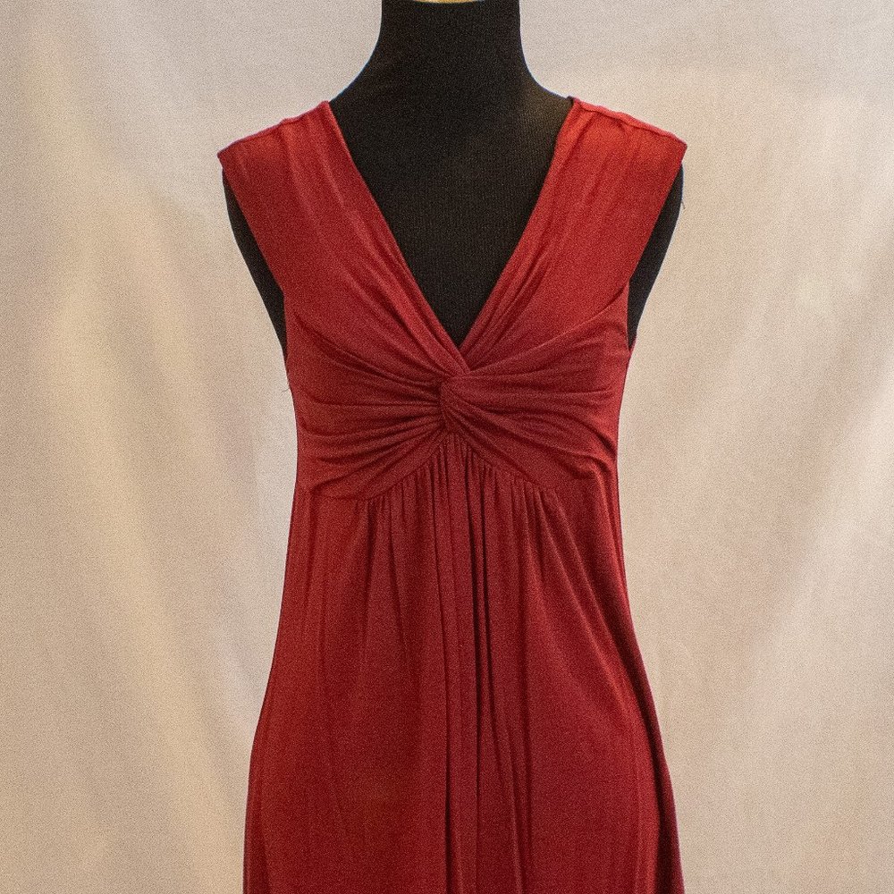 Tie-Front Red Sleeveless Blouse